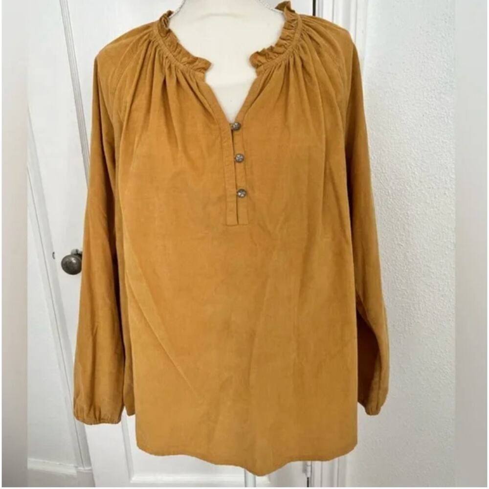 Women’s Mustard Long-Sleeve Peasant Top